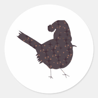 Grappig kerstvogel met pet op ronde sticker