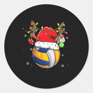 Grappig Kerstvolleybal Santa Hat Rendier Schattige Ronde Sticker