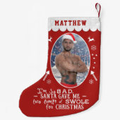 Grappig kerstwerk Weightlift Aangepaste foto Kleine Kerstsok (Achterkant)