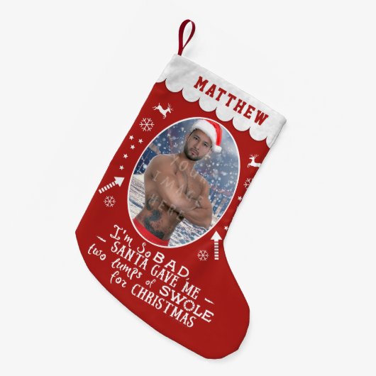 Grappig kerstwerk Weightlift Aangepaste foto Kleine Kerstsok (Voorkant (Hangend))