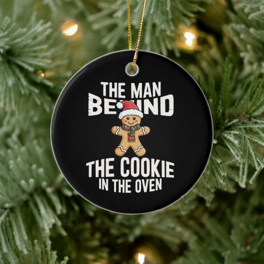 Grappig Kerstzwangerschap Man achter Cookie Keramisch Ornament (Boom)