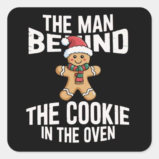 Grappig Kerstzwangerschap Man achter Cookie Vierkante Sticker (Voorkant)