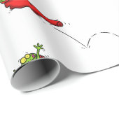 Grappig kikker in de rode kerstcartoon cadeaupapier (Rol Hoek)