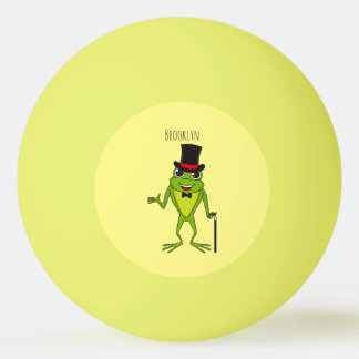 Grappig kikker met bovenste hoed cartoon pingpongballen
