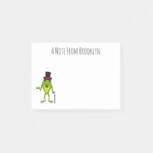 Grappig kikker met bovenste hoed cartoon post-it® notes