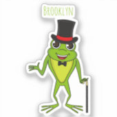 Grappig kikker met bovenste hoed cartoon sticker (Voorkant)