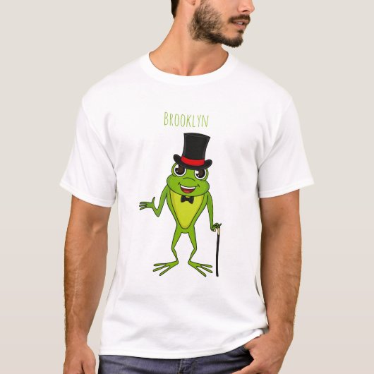 Grappig kikker met bovenste hoed cartoon t-shirt (Voorkant)