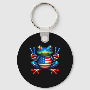 Grappig Kikker Vredesteken 4 juli Kikker Amerikaan Sleutelhanger