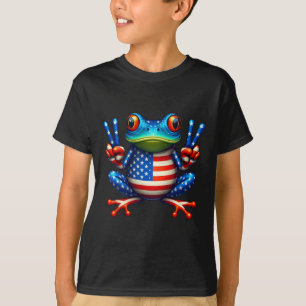 Grappig Kikker Vredesteken 4 juli Kikker Amerikaan T-shirt