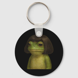 Grappig kikkermeisje Bob Hair Meme Art Sleutelhanger