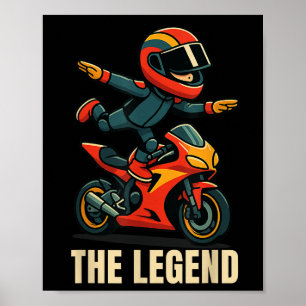 Grappig Kind Aura Farming op de motor - Funny Indo Poster