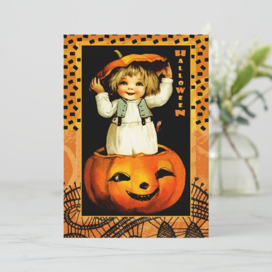 Grappig Kind Halloween Party Kaart (Staand voorkant)