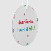 Grappig Kinder kerstfeest dat ik wil Ornament (voorkant)