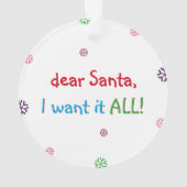 Grappig Kinder kerstfeest dat ik wil Ornament (achterkant)