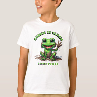 Grappig kinder t shirt groen is schoon