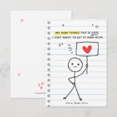 Grappig Kinder Valentijnsdag Stick Figuur Humor ka Kaart (Voorkant / Achterkant)