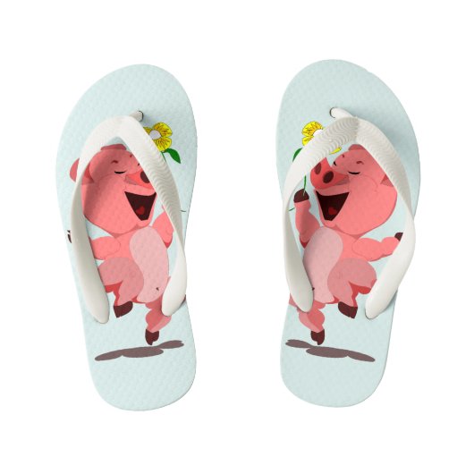 Grappig Kinderen Teenslippers met Happy Pig (Voetbed)