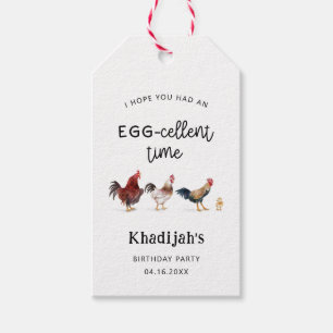 Grappig kip ei-cellent verjaardagsfeest cadeaulabel