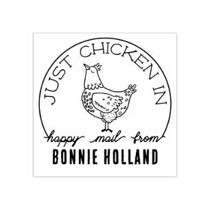 Grappig Kip Happy Mail Naam Stamp Rubberstempel