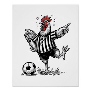 Grappig Kip Voetbal Vintage Gravure Shirt_1 Perfect Poster