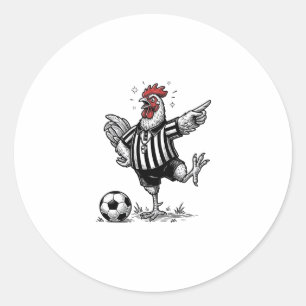 Grappig Kip Voetbal Vintage Gravure Shirt_1 Ronde Sticker