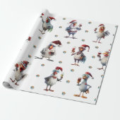 Grappig Kip Wijn Party Kerstvakantie Wit Cadeaupapier (Uitgerold)