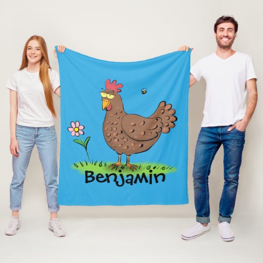 Grappig kippenbijtende cartoon illustratie fleece deken (In situ)