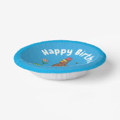 Grappig kippenbijtende cartoon illustratie papieren kommen (Gebogen)