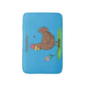 Grappig kippenbijtende witte cartoon badmat (Voorkant Verticaal)