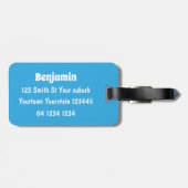 Grappig kippenbijtende witte cartoon bagagelabel (Achterkant horizontaal)