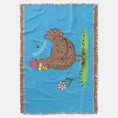 Grappig kippenbijtende witte cartoon deken (Voorkant Verticaal)