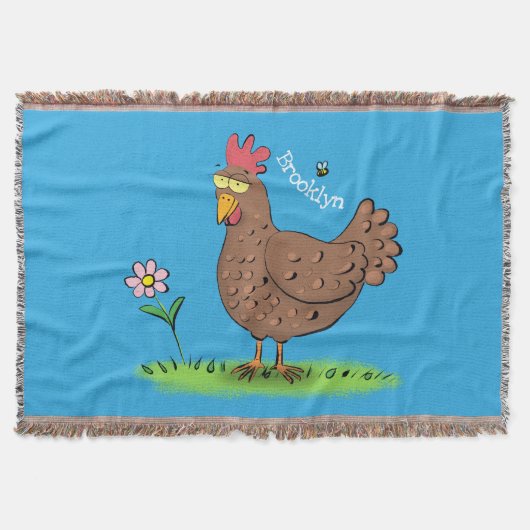 Grappig kippenbijtende witte cartoon deken (Voorkant)