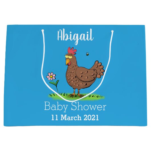 Grappig kippenbijtende witte cartoon groot cadeauzakje (Voorkant)