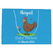 Grappig kippenbijtende witte cartoon groot cadeauzakje (Achterkant)