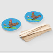 Grappig kippenbijtende witte cartoon handwaaier (Niet-gemonteerd)