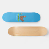 Grappig kippenbijtende witte cartoon skateboard (Horizontaal)