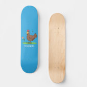 Grappig kippenbijtende witte cartoon skateboard (Voorkant)