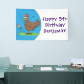 Grappig kippenbijtende witte cartoon spandoek (Beurs)