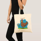 Grappig kippenbijtende witte cartoon tote bag (Voorkant (product))