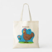 Grappig kippenbijtende witte cartoon tote bag (Achterkant)
