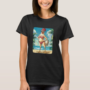 Grappig kippenkostuum voor vrouwen in bikini voor t-shirt