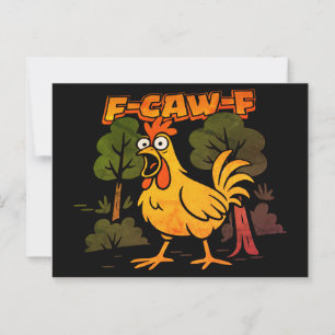 Grappig Kippenontwerp – F-Caw-F Carton Dier Humor Briefkaart