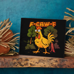 Grappig Kippenontwerp – F-Caw-F Carton Dier Humor Fotoplaat