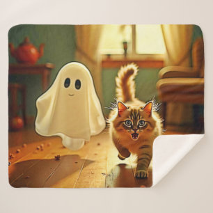 Grappig Kitten Spooky Friend Design Sherpa Deken