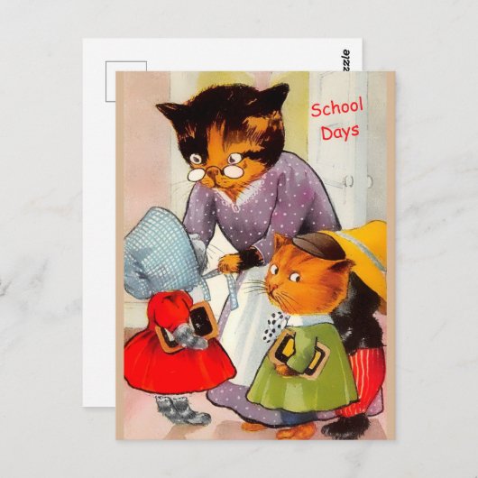 Grappig  Kittens set for School. Briefkaart (Voorkant / Achterkant)