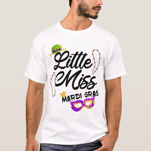 grappig klein juffrouw mardi gras t-shirt (Voorkant)