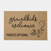 Grappig kleinkinderen welkom op Faux Jute Textile Deurmat (Voorkant)