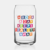 Grappig kleurrijk boek liefhebber Drink Blikvorm Glas (Voorkant)