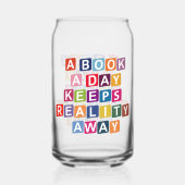 Grappig kleurrijk boek liefhebber Drink Blikvorm Glas (Achterkant)