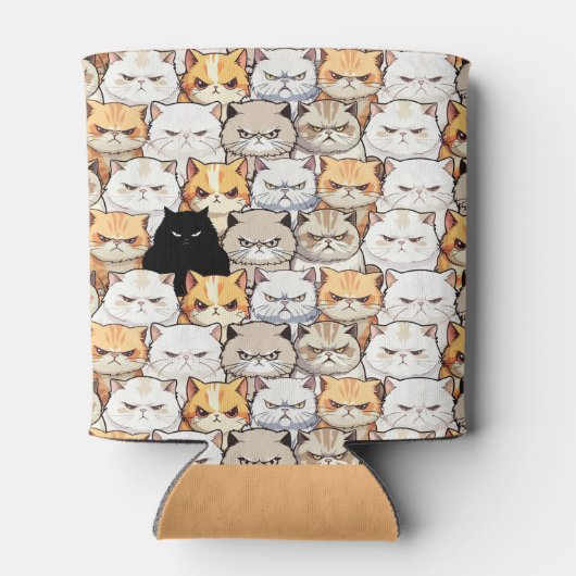 Grappig kleurrijk humeurig miauw katten kitten hui blikjeskoeler (Achterkant)